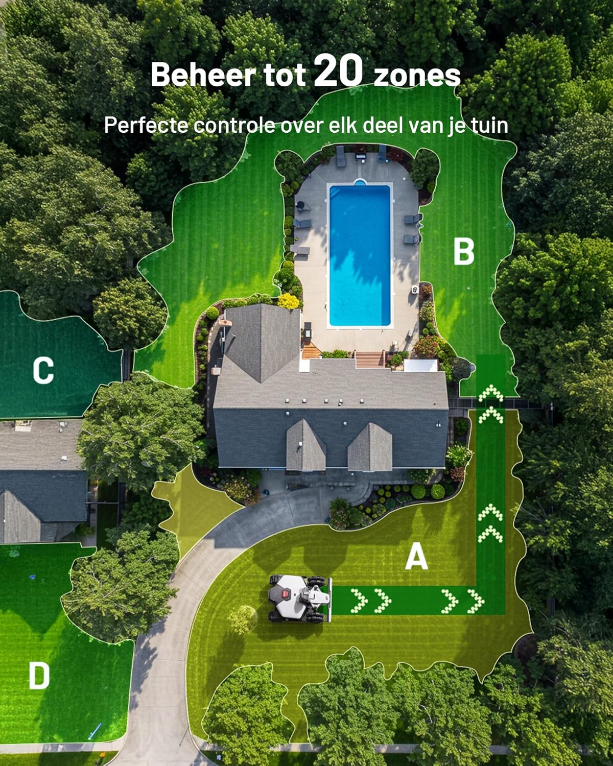 Beheer tot 20 zones in je tuin met nauwkeurige controle en een overzichtelijke indeling.