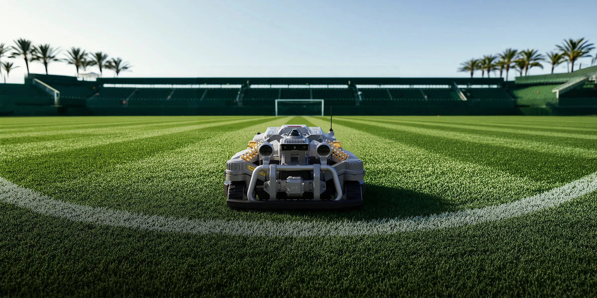 Maston op het speelveld van een stadion